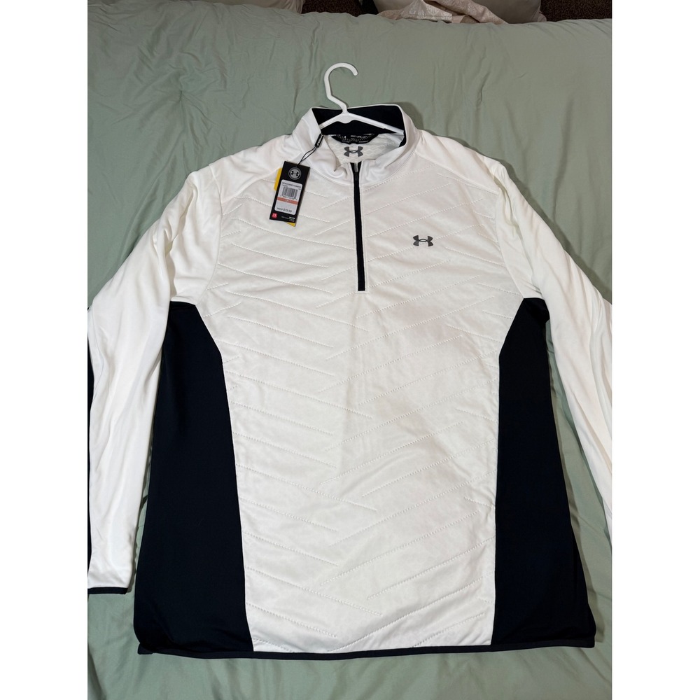 Under Armour Golf ColdGear 1/4 Zip Pullover White Black 3XLT 1303996-100 NWT